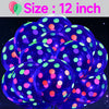 90Pcs UV Neon Balloons, 12” Neon Polka Dot Glow Party Blacklight Balloons Glow in the Dark, Latex Helium Balloon for Birthday, Wedding, Neon Party, Glow Party Decorations Supplies