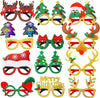 Glitter, Plastic Christmas Eyeglasses - Pack of 12, Christmas Glasses for Kids, Adults | Christmas Photo Booth Props | Christmas Party Accessories, Christmas Party Decorations | Christmas Party Props