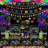 233 PCS Glow Neon Party Supplies Neon Glow Tableware Set Neon Balloons Glow in the Dark Birthday Banner Cake Toppers for Blacklight Party Decoration Serves 20 (Glow Set B)